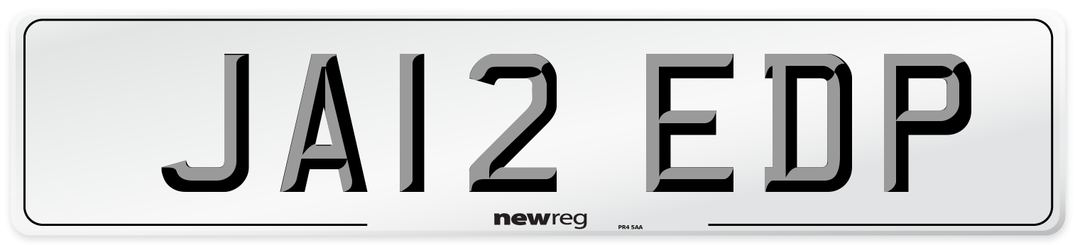 JA12 EDP Number Plate from New Reg